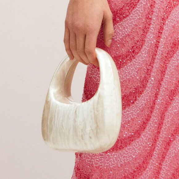 Mango Pearl Effect Clutch Purse - White - Picture 8 of 8